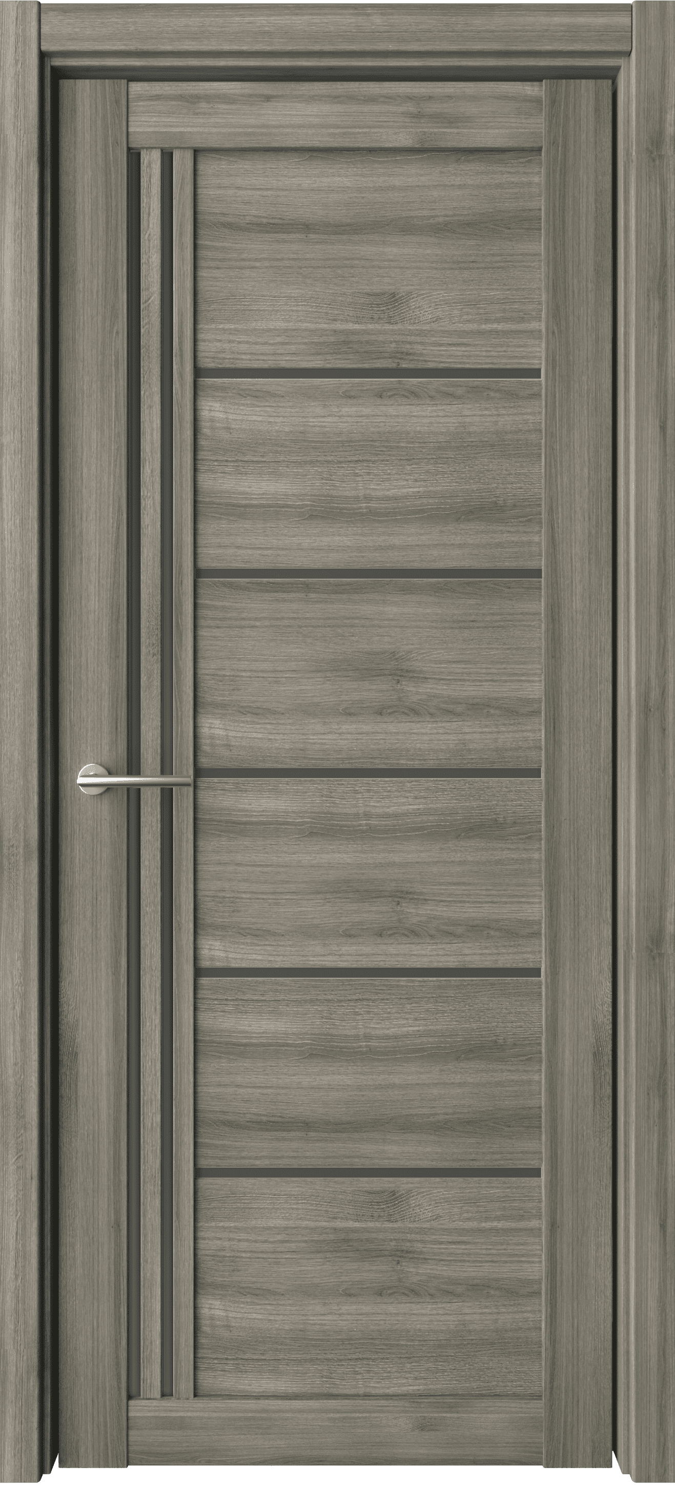 Дверь межкомнатная Альберо (Фрегат) Мегаполис Порту, цвет пепельный ясень, экошпон, стекло черное