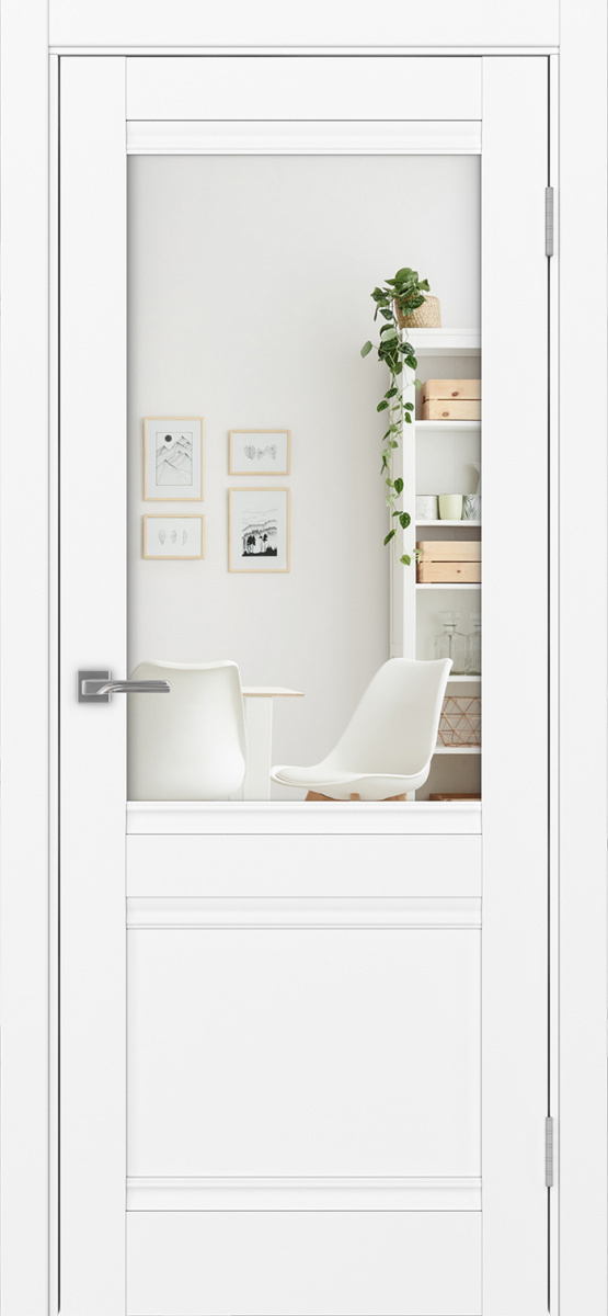 Дверь межкомнатная Оптима Порте Турин 502U.21, цвет белый снежный, экошпон, зеркало