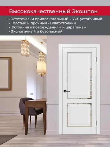 Дверь межкомнатная ХЬЮГОДОРС Генри 02сx21210, цвет элегантный белый, экошпон, зеркало (гарантия - 5 лет) #4