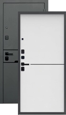 Теплая дверь входная FLY DOORS Онего, 2 замка, 1,2 мм металл, (черный муар+велюто бианко)