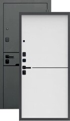 Теплая дверь входная FLY DOORS Онего, 2 замка, 1,2 мм металл, (черный муар+велюто бианко)