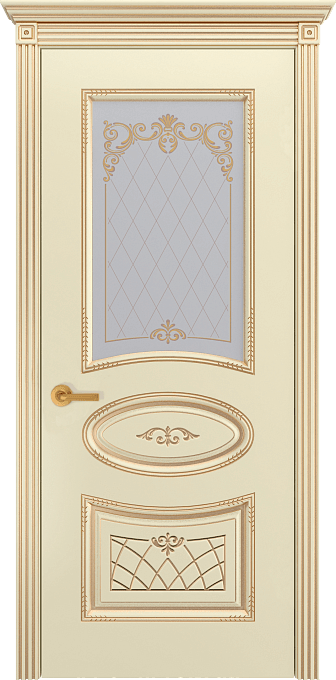 Складской остаток - Дверь межкомнатная Эль Франто Мишель, цвет слоновая кость/патина золото, эмаль, стекло Ромб. Размер 2000*800. (Данный товар возврату и обмену не подлежит)