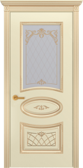 Складской остаток - Дверь межкомнатная Эль Франто Мишель, цвет слоновая кость/патина золото, эмаль, стекло Ромб. Размер 2000*800. (Данный товар возврату и обмену не подлежит)