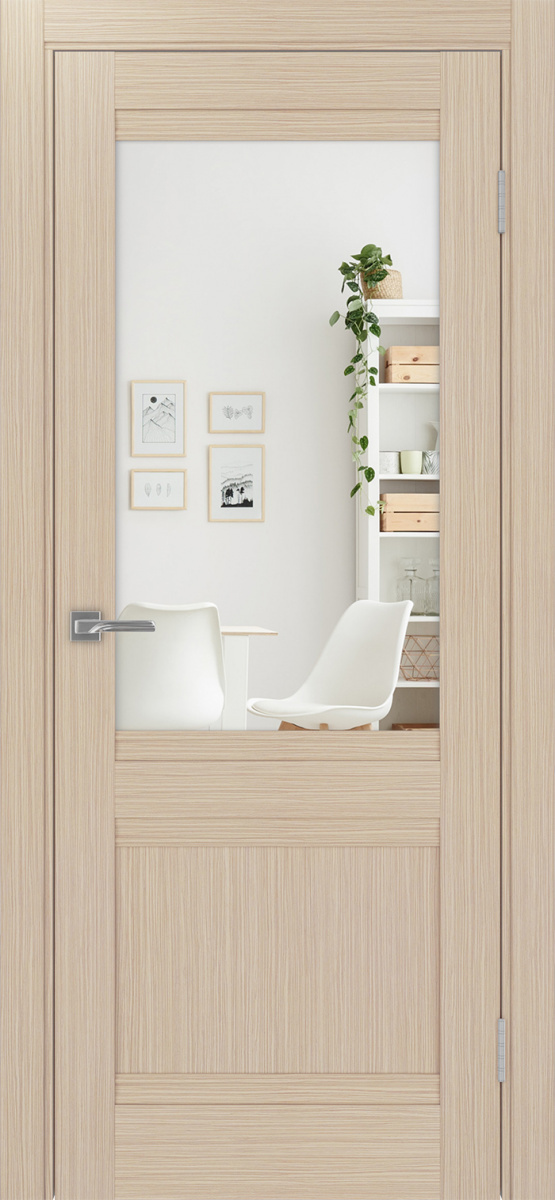 Дверь межкомнатная Оптима Порте Турин 502U.21, цвет беленый дуб, экошпон, зеркало