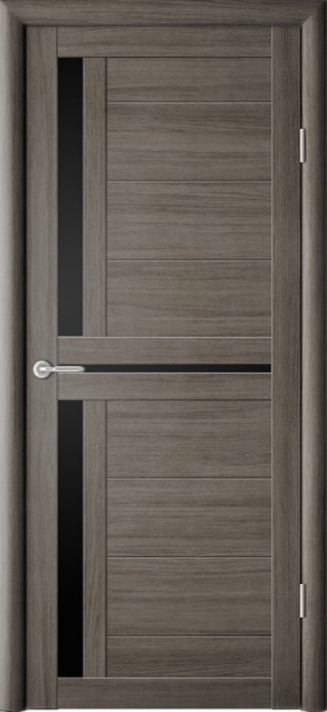 Дверь межкомнатная Альберо (Фрегат) Мегаполис Кельн, цвет серый кедр, экошпон, стекло черное