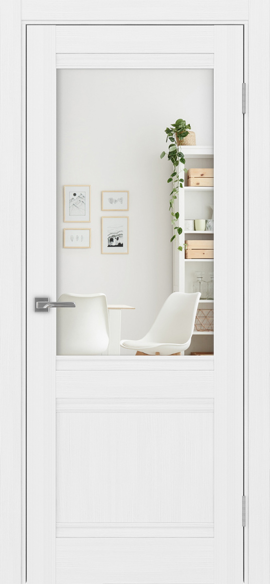 Дверь межкомнатная Оптима Порте Турин 502U.21, цвет белый лед, экошпон, зеркало