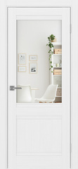 Дверь межкомнатная Оптима Порте Турин 502U.21, цвет белый лед, экошпон, зеркало