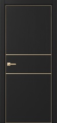 Дверь межкомнатная Оптима Порте Неаполь 203 молдинг золото (кромка алюминиевая золото с 4х сторон с врезкой под замок Морелли М1895 (М1885)), цвет антрацит, экошпон, глухая