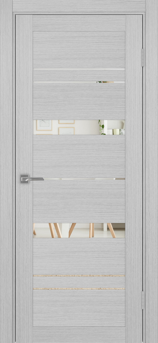 Дверь межкомнатная Оптима Порте Турин 562.12, цвет серый дуб, экошпон, зеркало