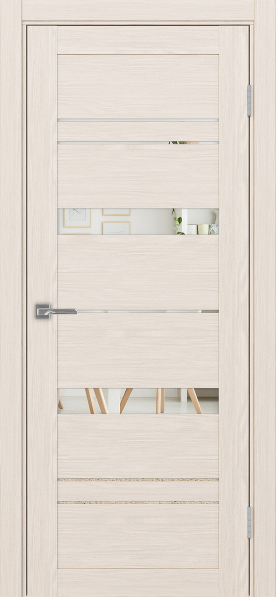 Дверь межкомнатная Оптима Порте Турин 562.12, цвет перламутровый ясень, экошпон, зеркало