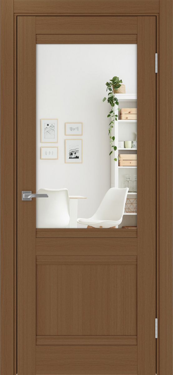 Дверь межкомнатная Оптима Порте Турин 502U.21, цвет орех, экошпон, зеркало