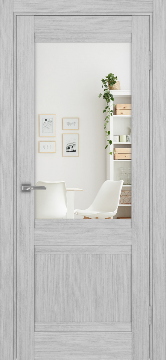 Дверь межкомнатная Оптима Порте Турин 502U.21, цвет серый дуб, экошпон, зеркало