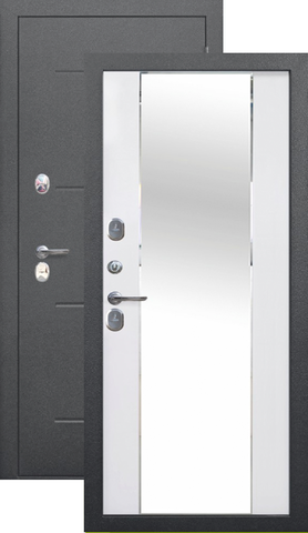 Термодверь входная Феррони Изотерма 11 см зеркало, 2 замка, 1,4 мм металл, (серебро антик+белый эмалит)