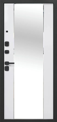 Дверь входная Феррони Флорида зеркало, 2 замка, 1,4 мм металл, (черный кварц+белый эмалит) #3