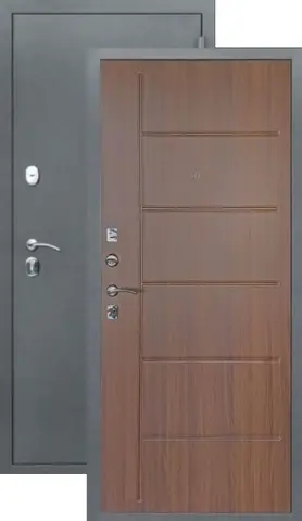 Дверь входная Страж 2К Стандарт Х, 2 замка, 1,2 мм металл, (серебро антик+орех лесной)